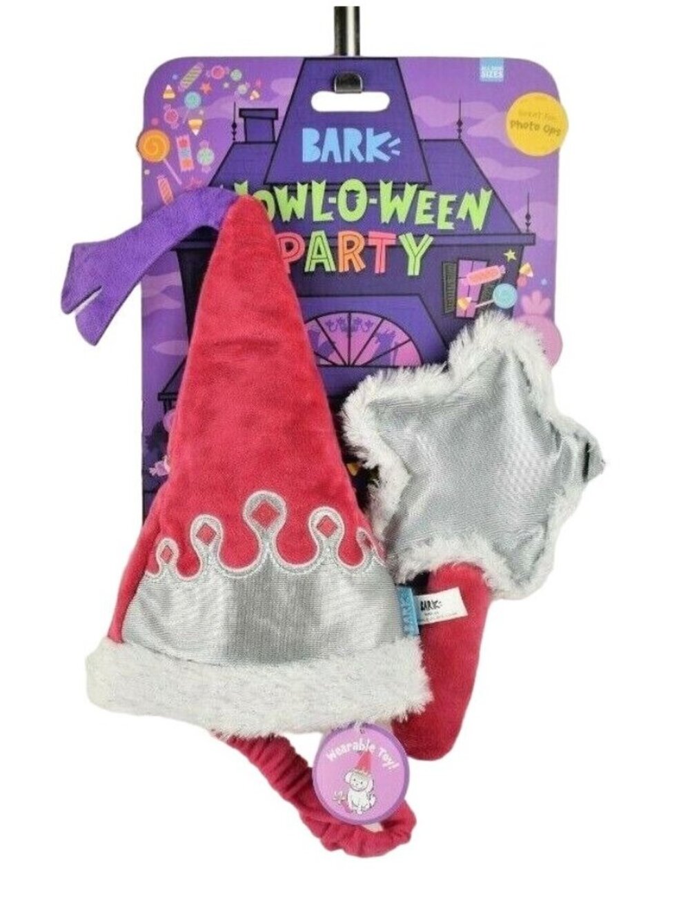 Bark Howl-O-Ween XS to S Dog Costume Hairy Princess Hat Wearable Squeaky Toy